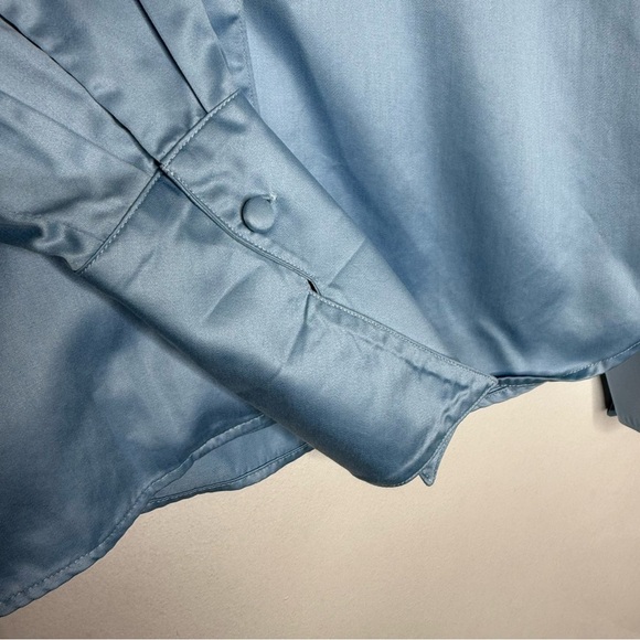 Alain Figaret Blue Long Sleeve Button Front Shirt Size 8 - Picture 5 of 5